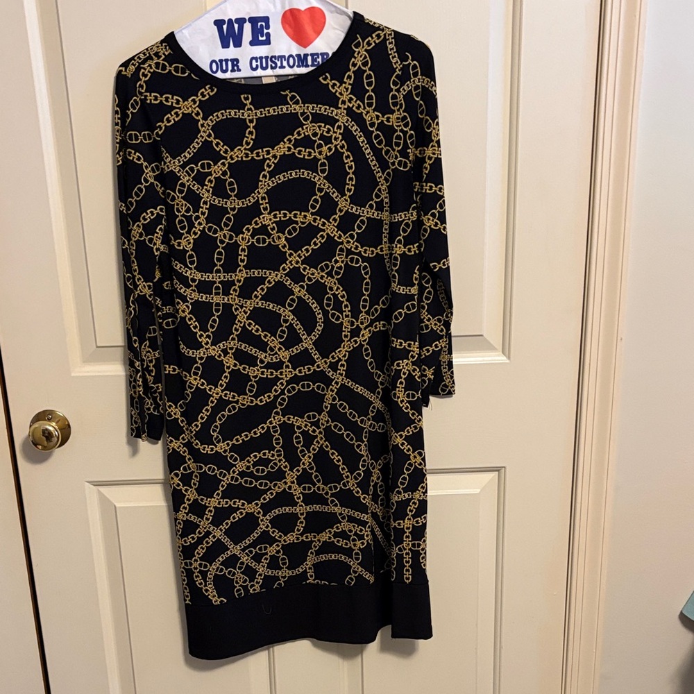 MICHAEL Michael Kors Black Dress with Gold Chain Design